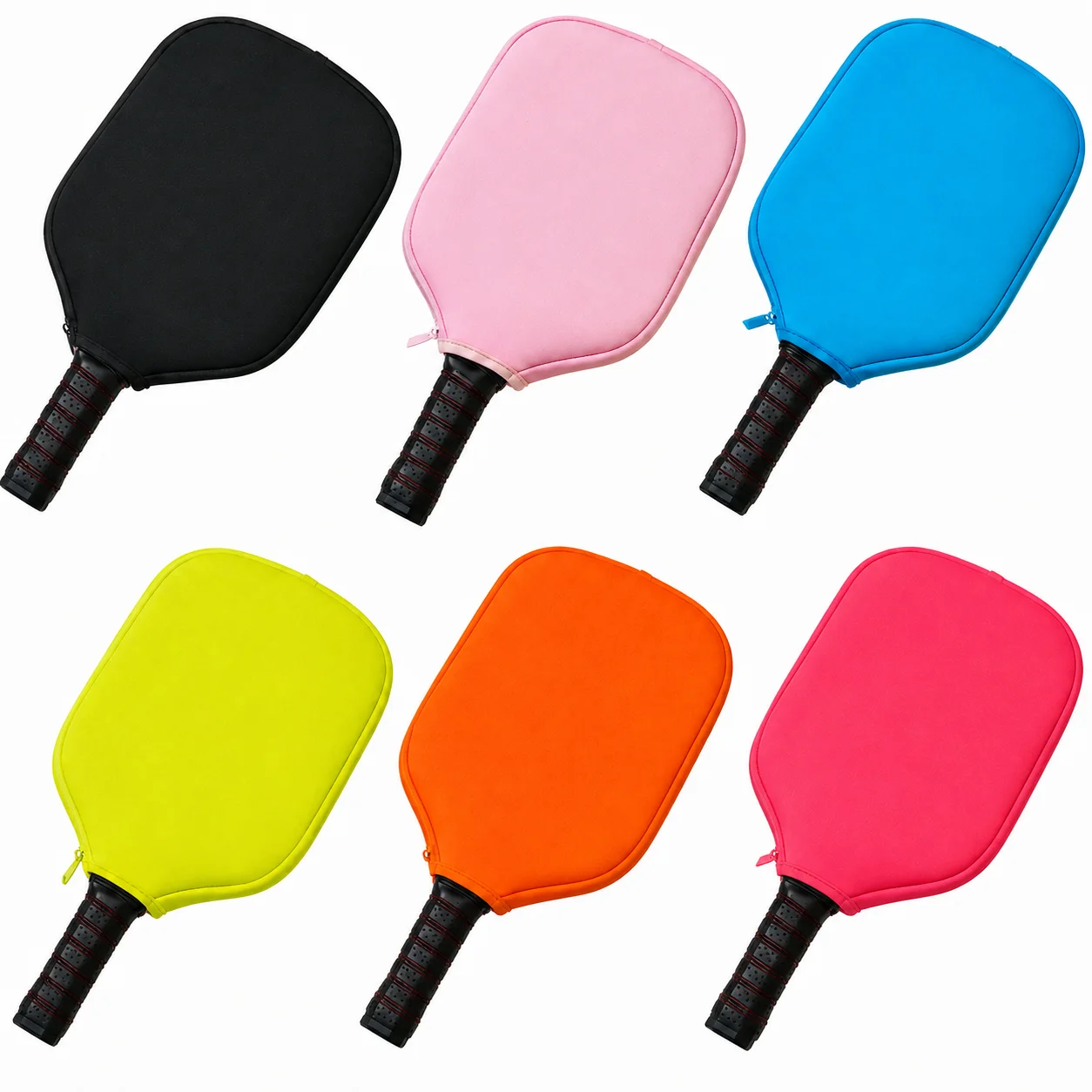 2Pcs Neoprene Pickleball Paddle Cover Zipper Closure Soft Protective Sleeve Portable Storage Case for Indoor Outdoor Play Gear