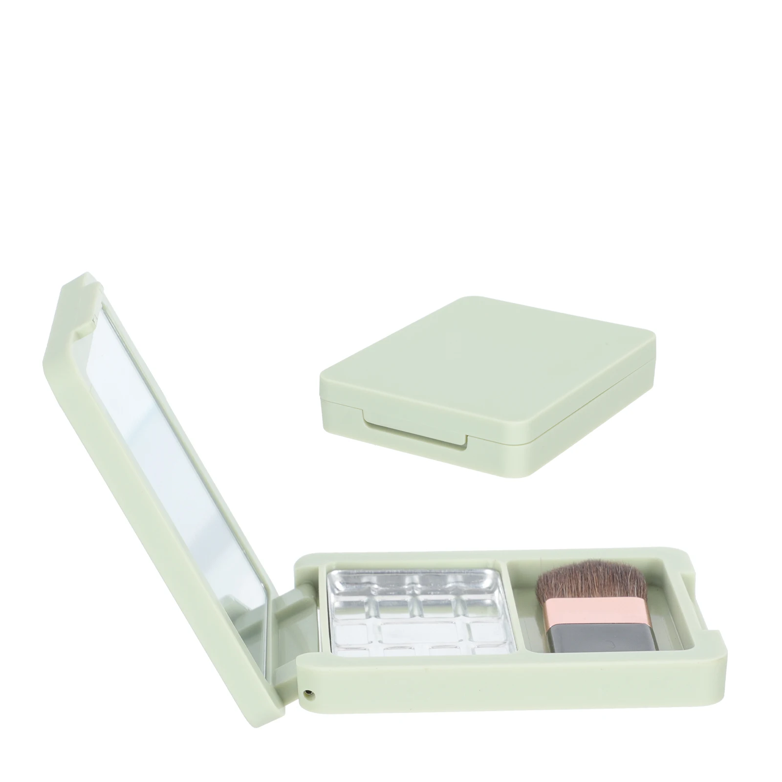 

2 Sets DIY Empty Blusher Sub Case Lightweight Travel Convenient Pressed Powder Boxes Cheek Holders Makeup Brushes