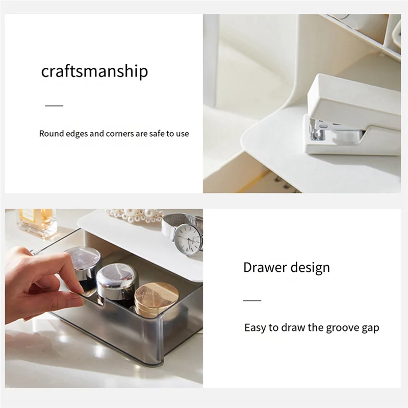 Multifunctional Pen Holder Storage Box Drawer Multi-Layer Dustproof Desktop Office Supplies Storage Box Pink Durable Easy To Use