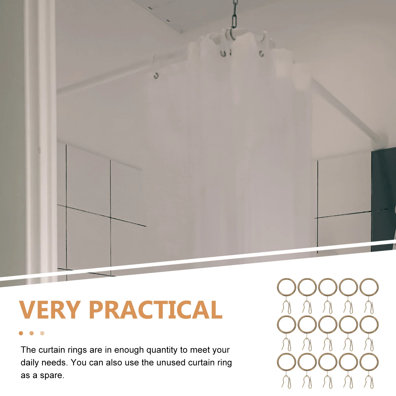 

40Sets Iron Curtain Rings Hanging Circles Heavy Duty Bathroom Shower Curtain Fixing Accessories Rings with Hooks