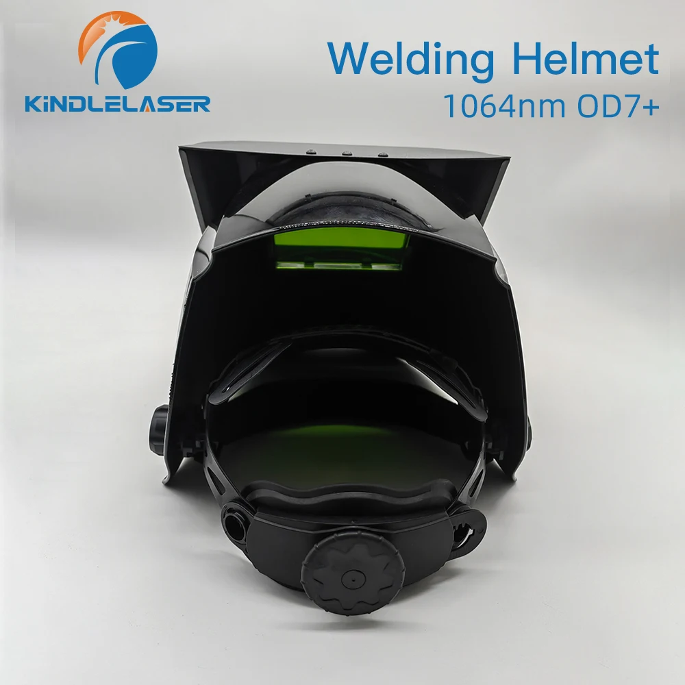 KINDLELASER 90*110mm Laser Safety Helmet VLT 34% Welding Helmet OD7+ 900-1100nm Soldering Mask for Fiber Laser Marking Cutting