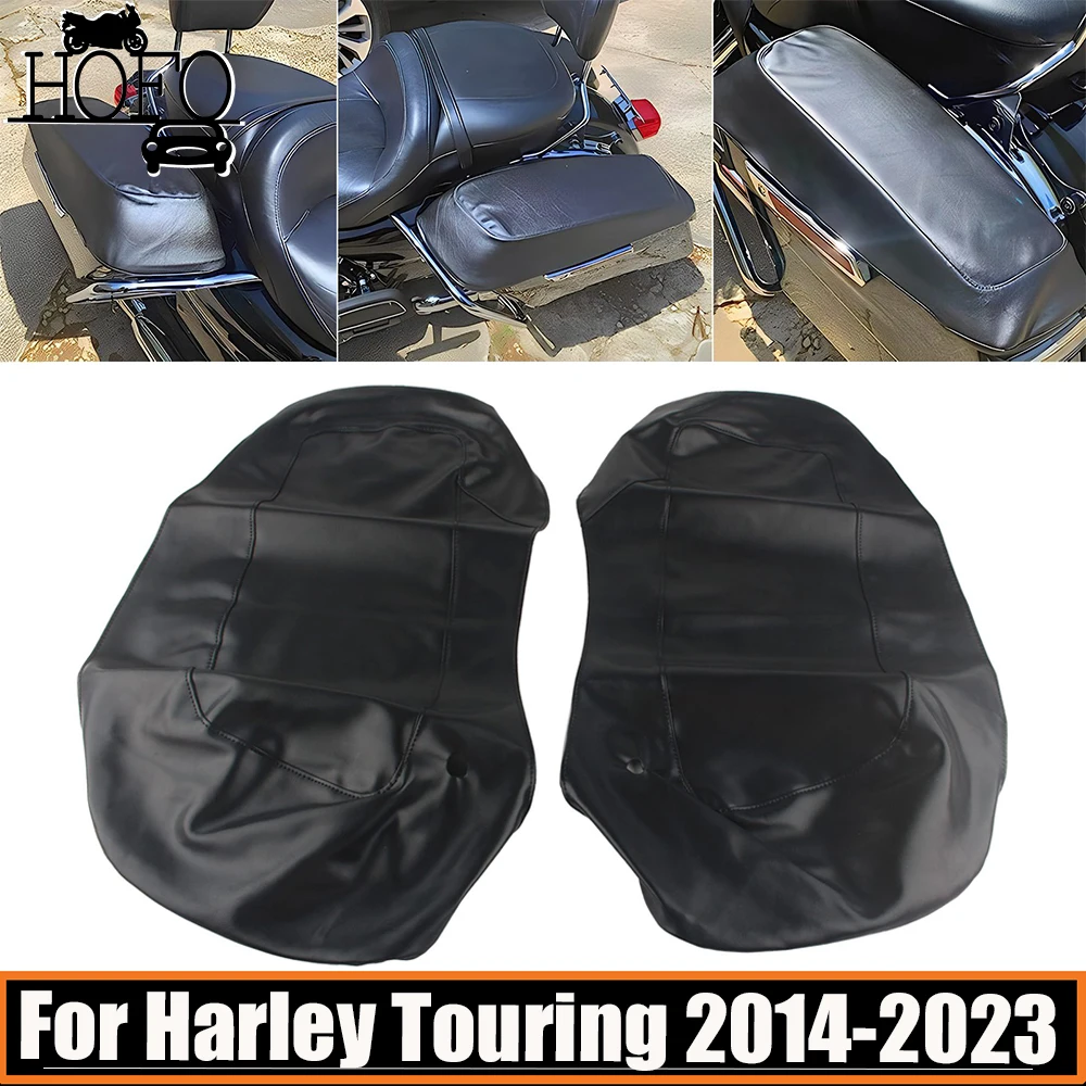 

2x Motorcycle Premium Saddle Bag Lid Covers Leather Saddlebags For Harley Touring 2014-2023 Road King Road Glide Street Glide