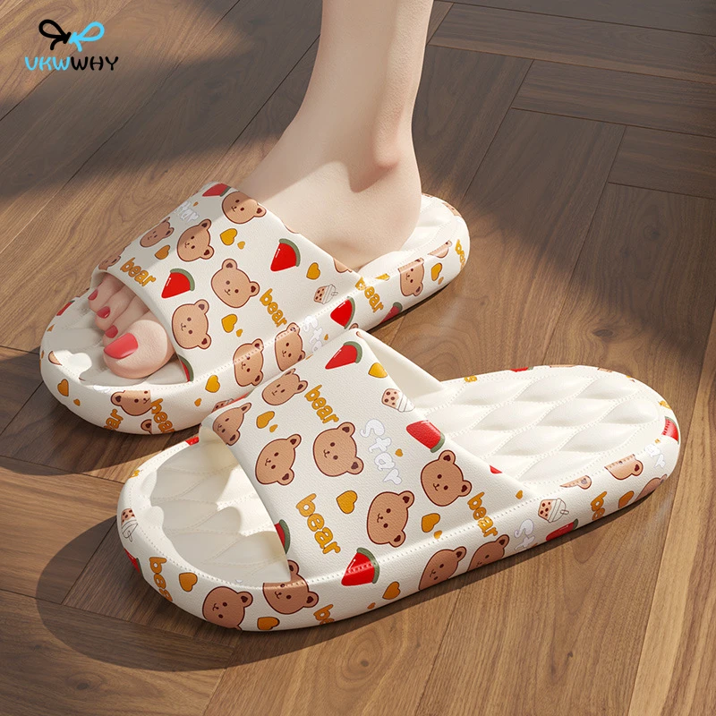 Cartoon Women\'s Slippers Thick Bottom Outer Wear Anti-slip Bottom Indoor Home Bathroom Men\'s Household Summer Cool Slippers