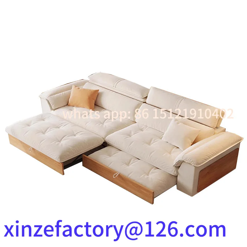 

Customizable down soft bag solid wood push-pull folding sofa