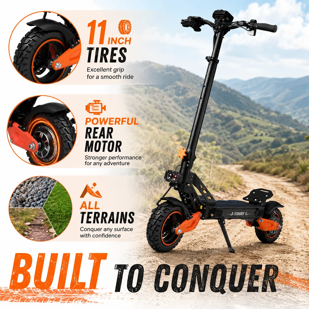 K11 All Terrain Electric Scooter 10 inch Tires 40 MPH Fast 48V21AH Long Range Full Suspension Disc Brakes Big Screen LED Lights Turn Signals Foldable 330Lbs Load Adults E Scooter Work Travel