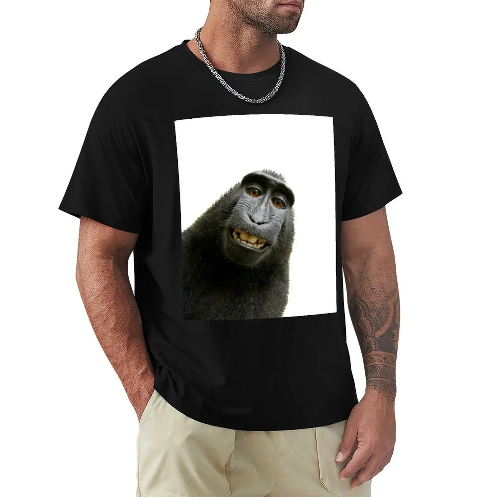 Macaque T-Shirt Casual Everyday Short Sleeve T-Shirt