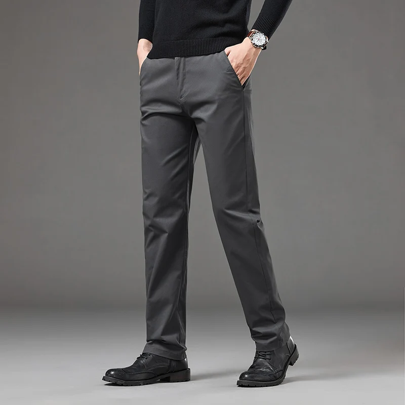 

2025 Autumn and Winter Thick Cotton Business Loose Straight Tube Large Size Men's Slim Fit Versatile Suit Pants