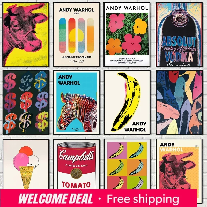 Póster de Andy Warhol de la Famosa Exposición 2026, con Diseño de Banana, Zebra y Vodka, Pintura de Diamantes, Arte Abstracto para Pared, Cuadro para Sala de Estar y Hogar