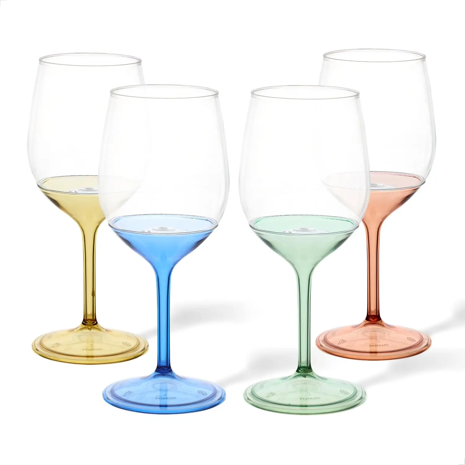 

POP 14oz Vino with Mix Color Stem SET OF 12, Premium Quality, Recyclable, Unbreakable & Crystal Clear Plastic Wine Glass