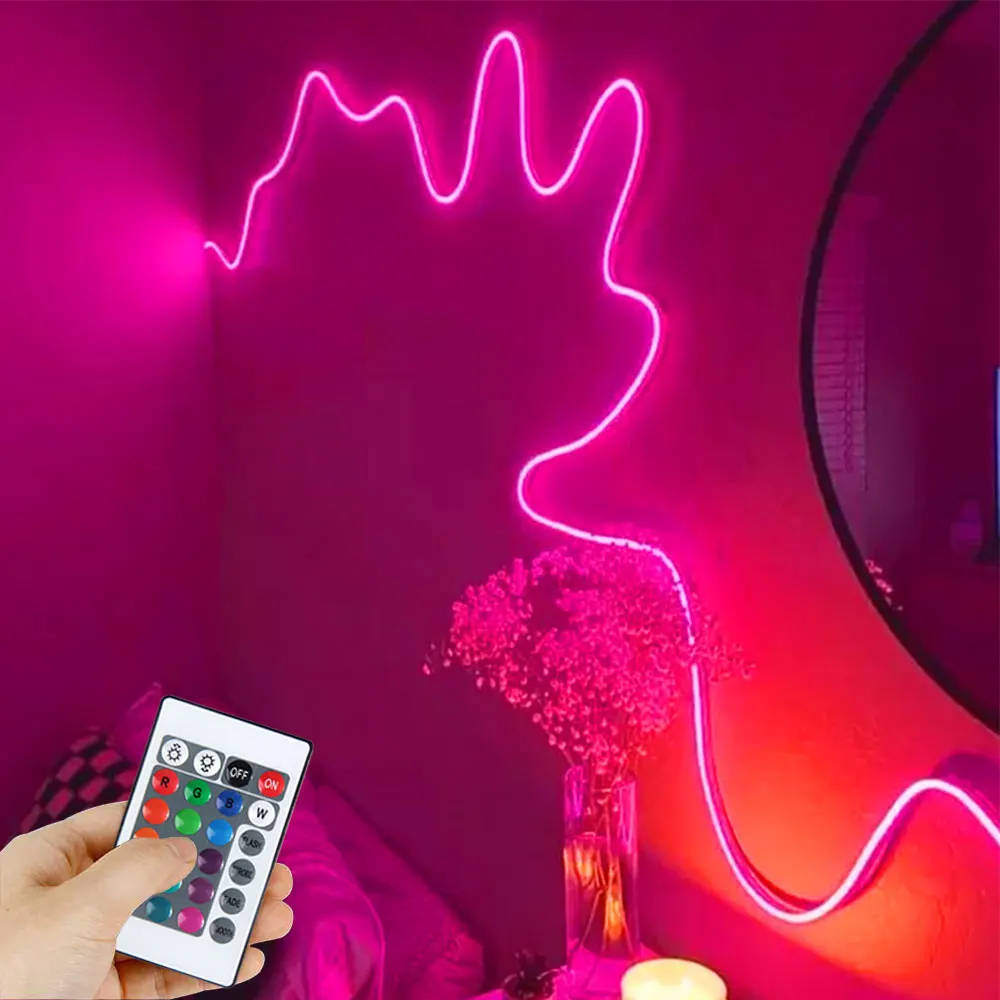 5M นีออนไฟ LED Strip USB 5V Strip IP65 กันน้ํา LED ไดโอดตกแต่งสําหรับห้องนั่งเล่นโคมไฟตกแต่ง