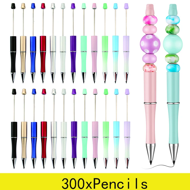 300Pcs DIY HB  Eternal Pencils Writing Beaded Pencil No Ink Pencils Art Sketch Painting Tools Stationery School Supplies