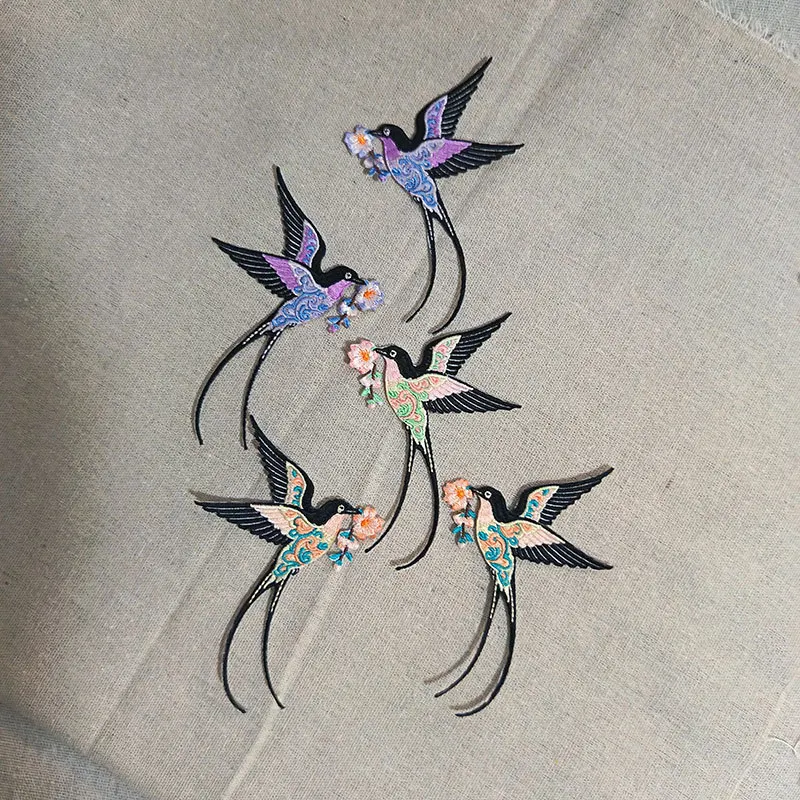 Chinese-style Swallow Embroidery Patches, Hanfu Appliques, Bag And Sachet Decorative Patches, Handmade DIY Accessories