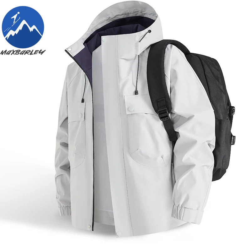 Maxbarley Camping Jacket Men 2025 Autumn New Brand Soft Shell Waterproof Tooling Windbreaker Hiking Hooded Windproof Work Coats