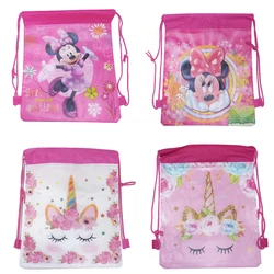 Mickey e mochila dos desenhos animados do minnie mouse, mochila cordão tecido não-tecido, mochilas escolares, decoração do partido de aniversário, 1 quarto