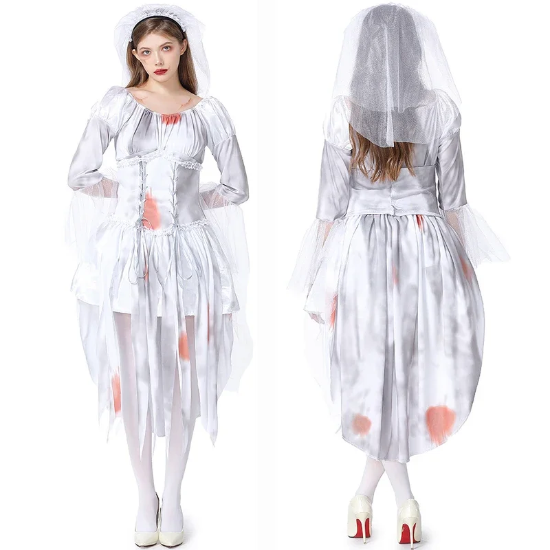 Umorden Horror Scary Bloody Zombie Bride and Bridegroom Costumes for Kids Child Teens Adult Family Halloween Fancy Dress！1e