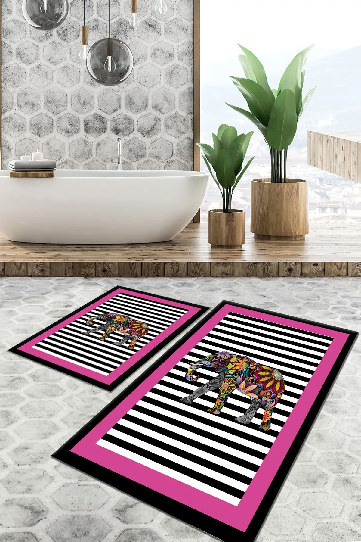 Set of 2 Washable Antibacterial Super Absorbent Floor Anti Slip Quick Drying Bathroom Mat Floor Carpet Easy To Clean