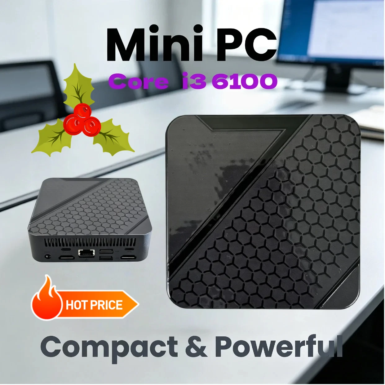 New Mini PC High-Performance Portable Core i3-6100 Gaming Office Mini PC RAM WiFi6 BT5.2 1TB/2TB SSD 4K HD
