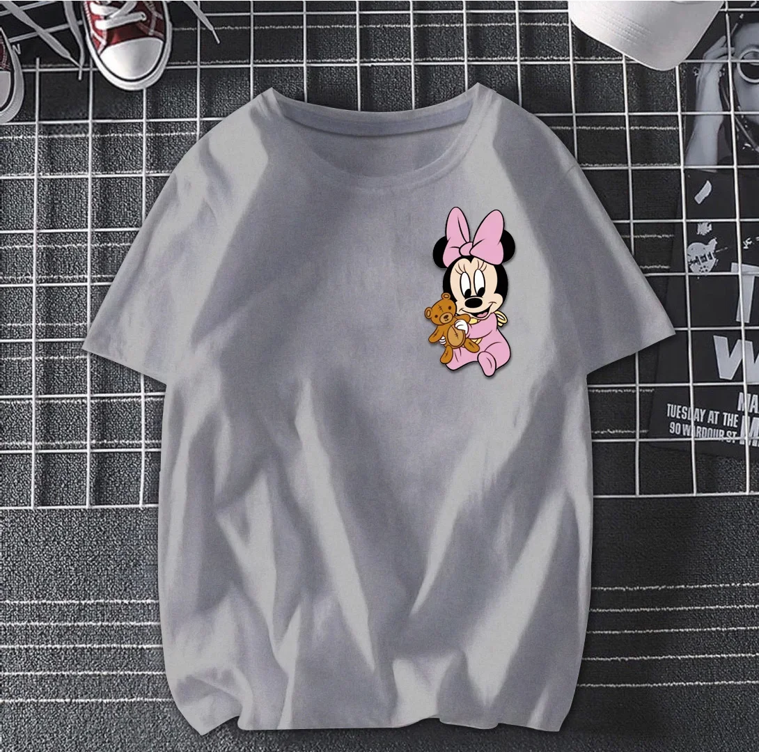 Disney Ladies Hoodie Minnie Cute Costume Mickey Mouse T Shirt Cartoon Top Short Sleeve Sweat Top Fashion T Shirt Ladies