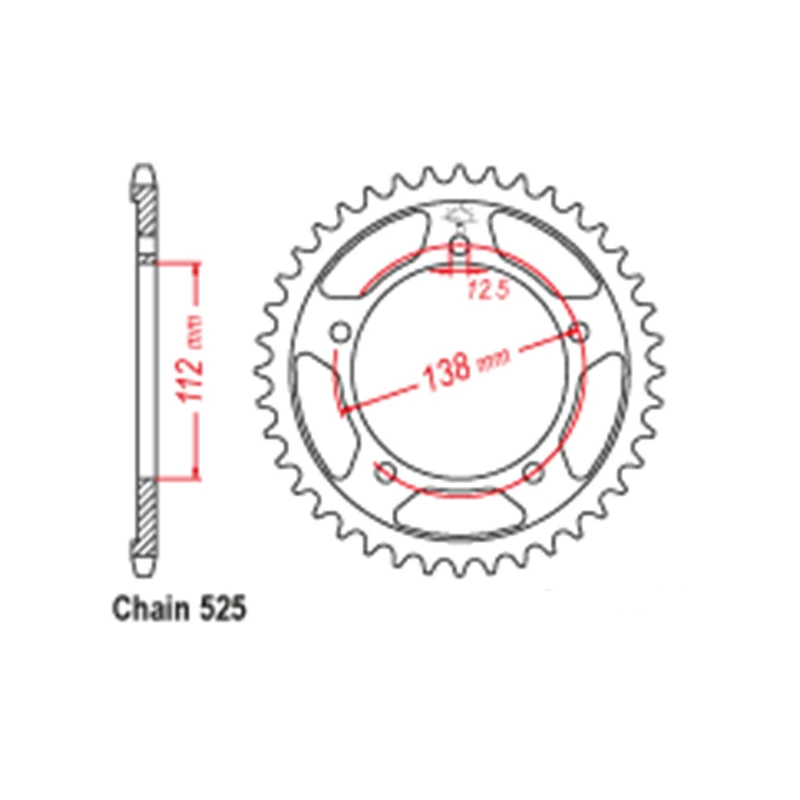 OZOEMPT 525-42T Motorcycle Rear Sprocket Apply to VT750 DC Shadow Spirit CBR900 RR T,V,W,X Fire Blade CMX1100 Rebel A-M,N,D-M