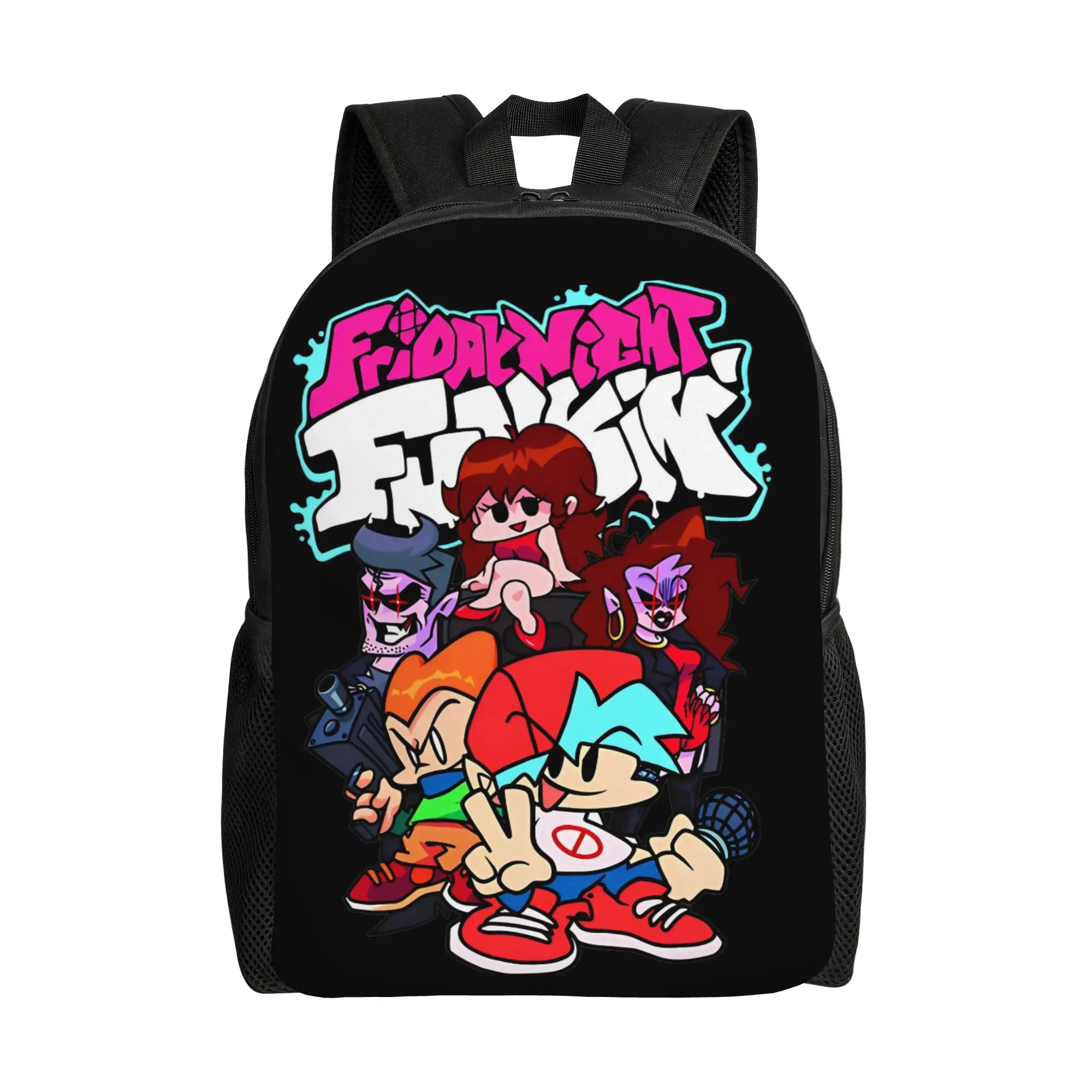 

Рюкзак Friday Night Funkin Characters для мужчин и женщин, повседневный студенческий рюкзак для работы, холщовые сумки для ноутбуков и компьютеров, прочные и долговечные.