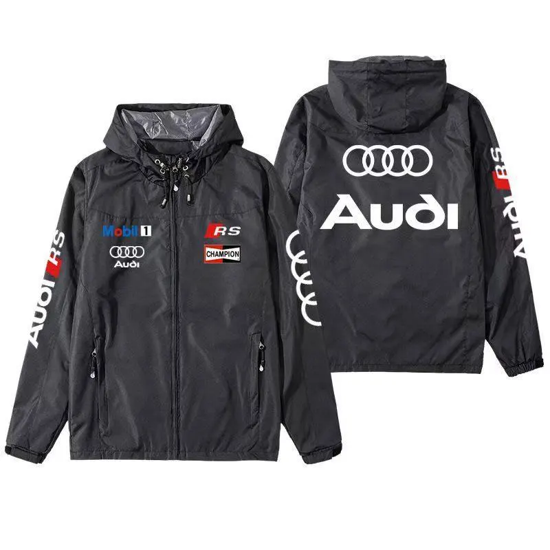 Cross border new Audi RS outdoor trend hot selling racing suit hooded jacket men's and women's loose casual men's top jacket