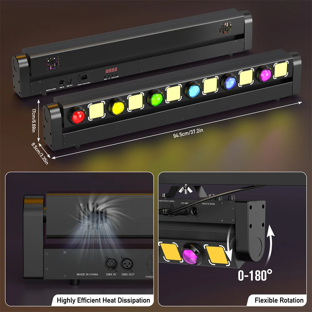 DayFlicker RGB Wash Stage Light, feixe de LED, adequado para festas domésticas, clubes KTV, bares, casamentos, DJ Party, 60W, 45W