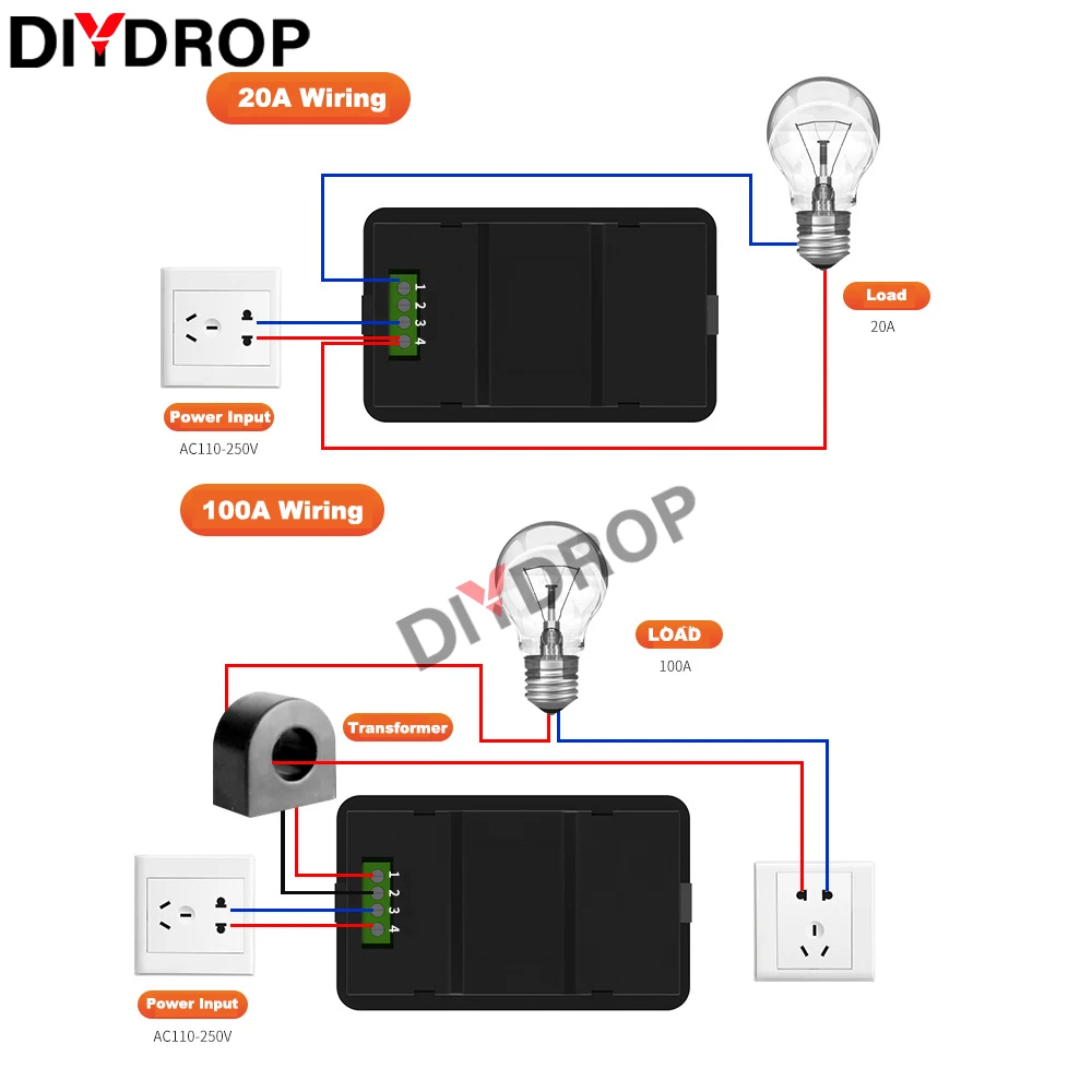 Imagem -04 - Digital Led Display Voltímetro Amperímetro Wattmeter Power Energy Meter Wattmeter Tester Detector 100a Ac110250v 220v