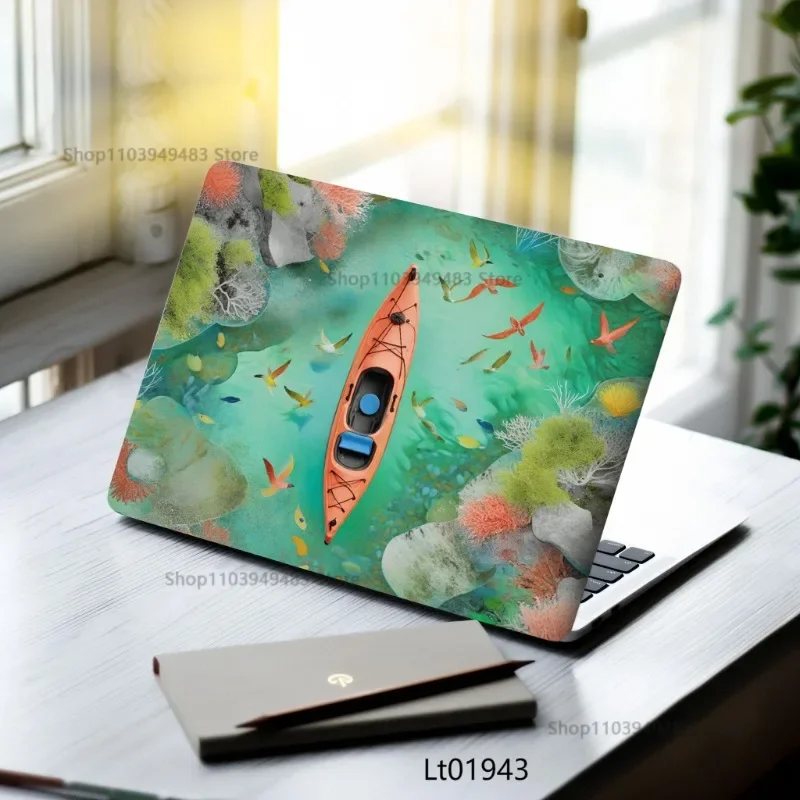 2 Pcs 15.07*10.82 Inches Oil Painting Flower Laptop Stickers Aesthetic Vinyl Decals for MacBook Tablet PC Waterproof Cute Crafts