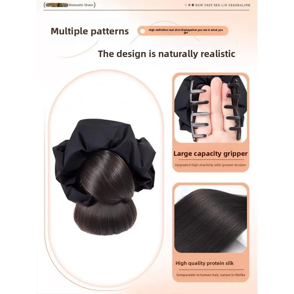 Neue synthetische Haarknoten-Klauenklammer mit Haargummi, flauschiger Dutt-Kopf, Perücke, braunes Haarteil, Haar-Accessoires