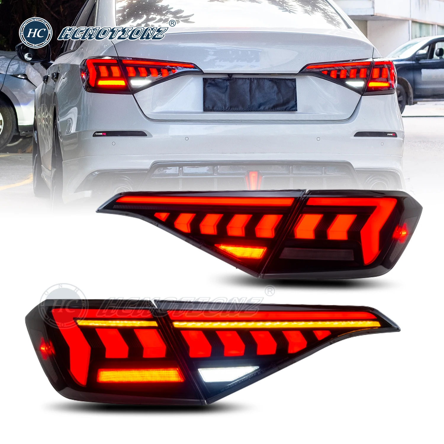 

HCMOTIONZ Tail Lights for Honda Civc 11th Gen 2022 2023 2024 Back Lights DRL Car Rear Lamps Assembly Accessories