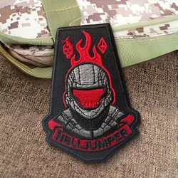 Parche Helljumper ODST bordado – Casco rojo flameante con velcro