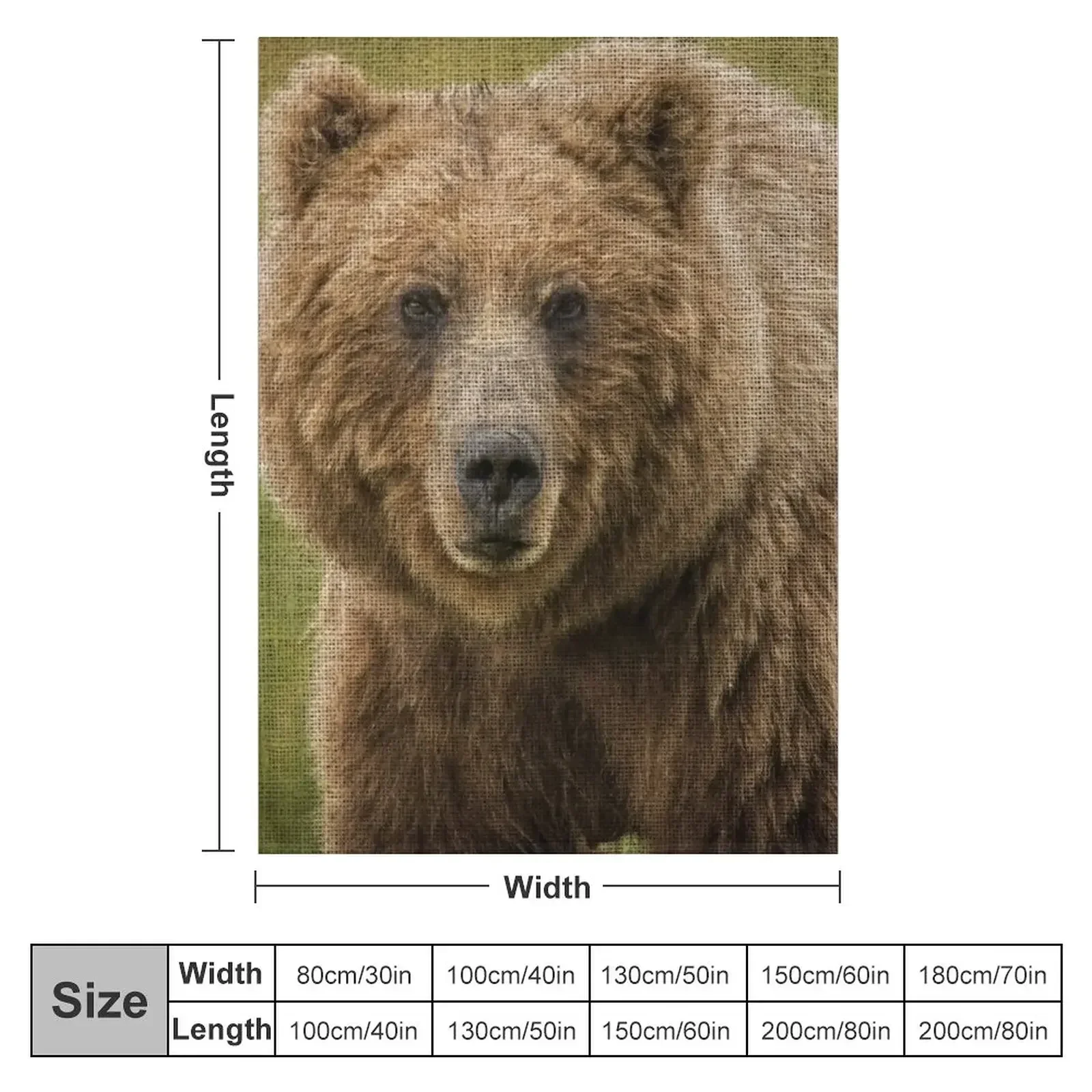 Grizzly Bear - Canvas Design Throw Blanket Tourist Weighted Shaggy Soft Plaid Blankets