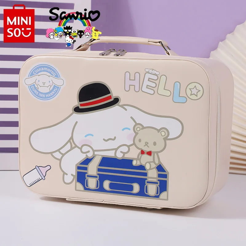 Miniso Sanrio New Women\'s Wash Bag Fashionable and High Quality with Mirror Makeup Bag Large Capacity Portable Storage Bag