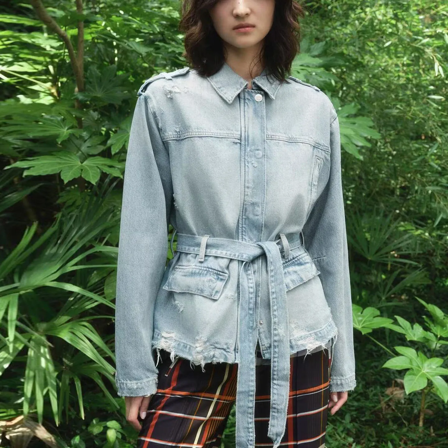 Cappotto Jaet con cintura in denim Ele per donna Autunno 2025 Z Stand Fit Or Capispalla Altro materiale Donna Faion