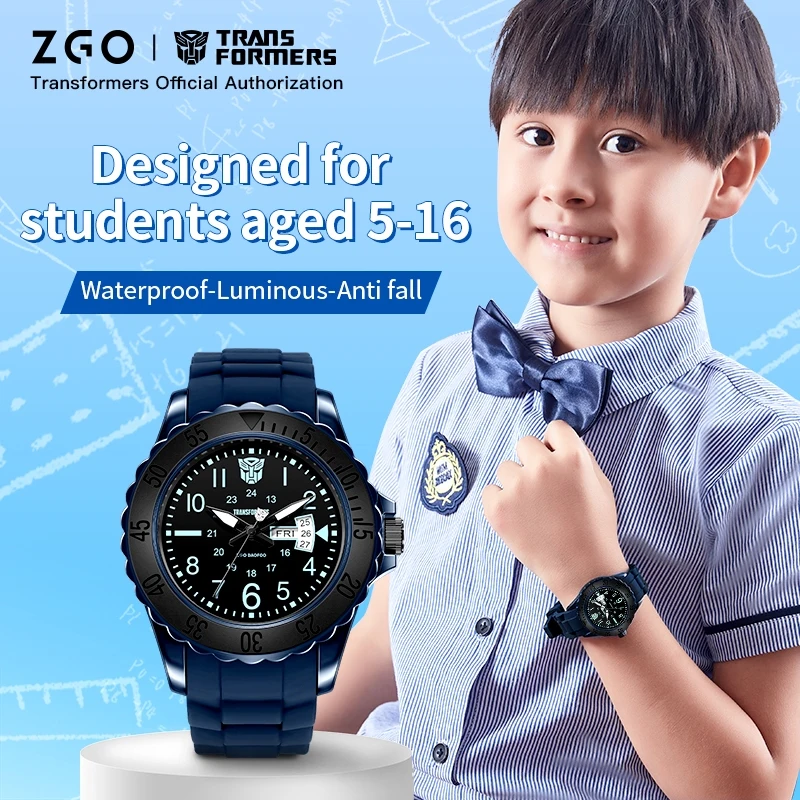 ZGO Transformers Kids Quartz Watch, Multifunctional Sports Waterproof Luminous Wristwatch Gift 5371