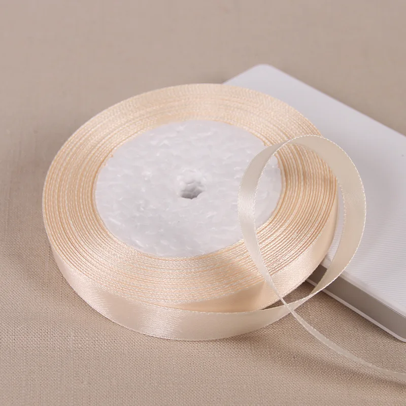 25 Yards 6/10/12/15/20/25/32/38/50/75mm Beige Polyester-Satinband für Hochzeits- und Partydekoration & DIY Geschenkverpackung – Detail 5