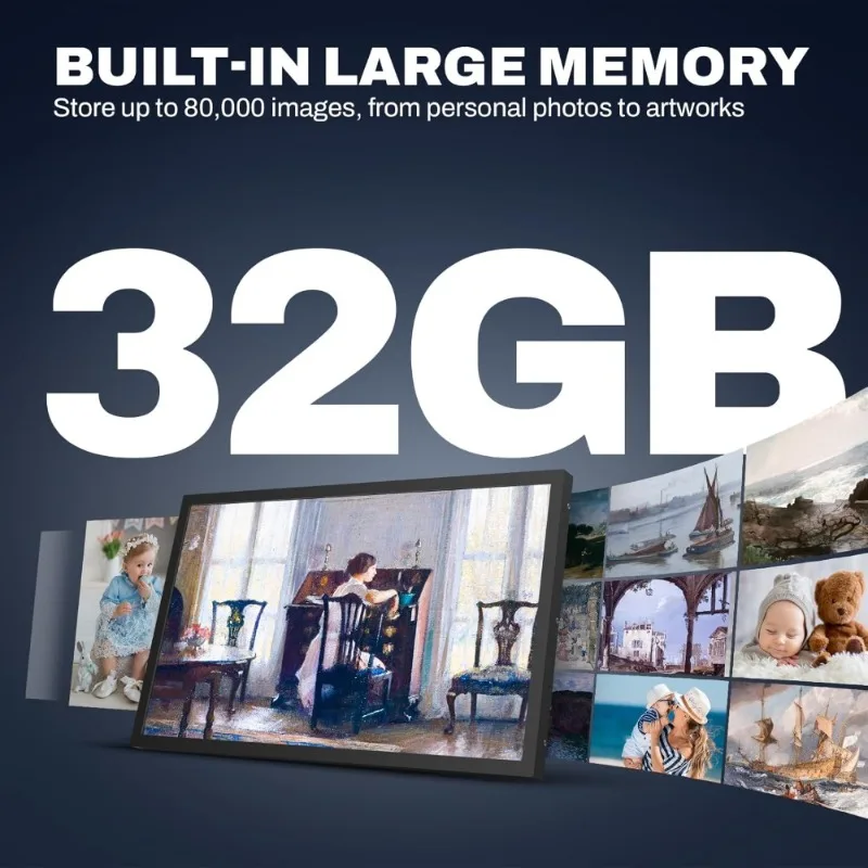 Cornice digitale grande da 21,5 pollici Touchscreen WiFi Display FHD IPS 32 GB Telecomando Montaggio a parete App Condivisione e-mail USB