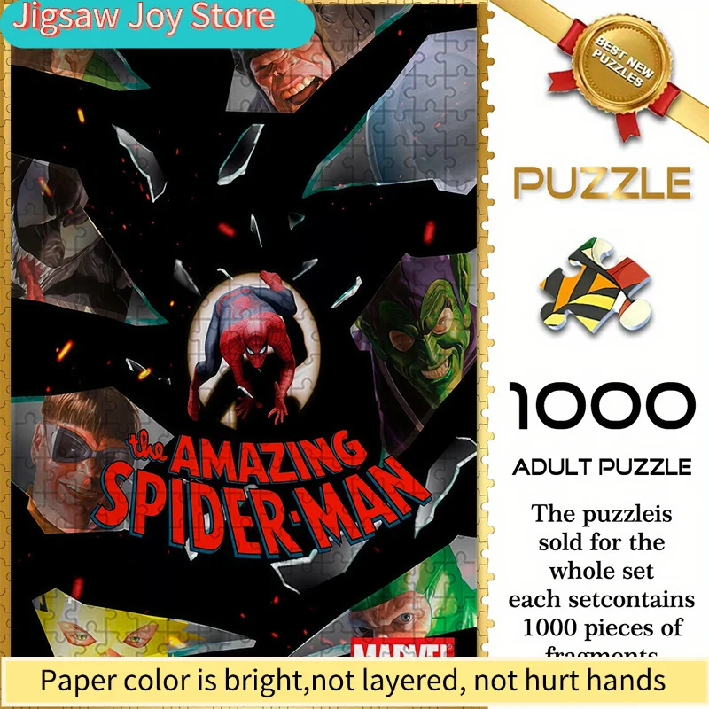 

of Marvel Spider-Man Themed Seamless Puzzles W26.1.9-38, Featuring a Poster of The Amazing Spider-Man'S Villains in a Shattere