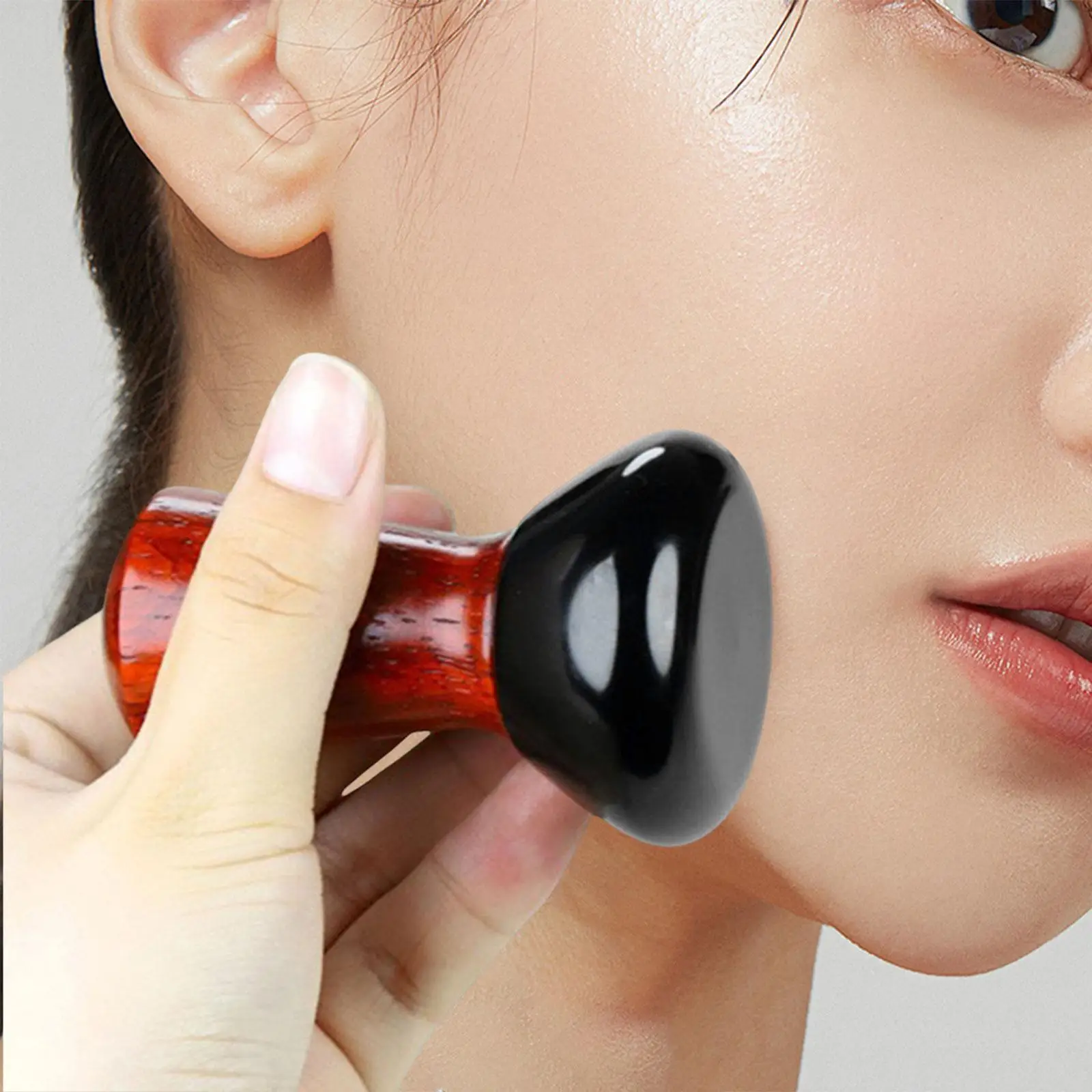 

Hot Stone for Massage Compact Polished Relaxation Multiuse Wooden Handle Scraping Tool for Neck Arms Full Body Shoulders Abdomen