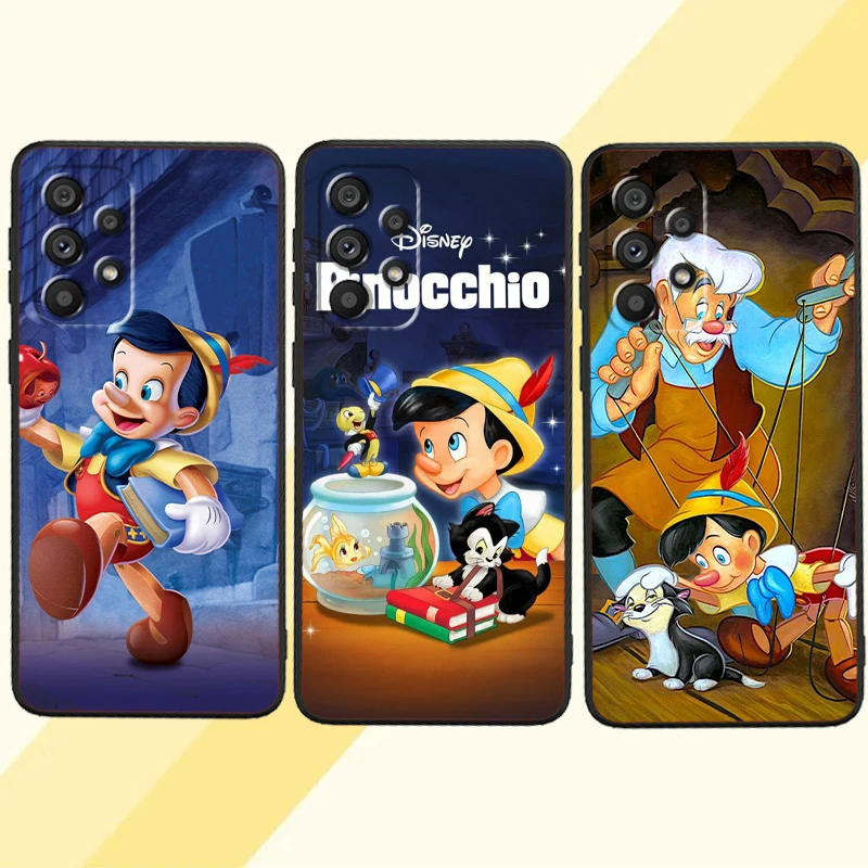 Disney Pinocchio Cute For Samsung A53 A52 A33 A32 A51 A71 A21S A13 A73 A55 A22 A23 A35 A72 A54 A12 5G Black TPU Phone Case