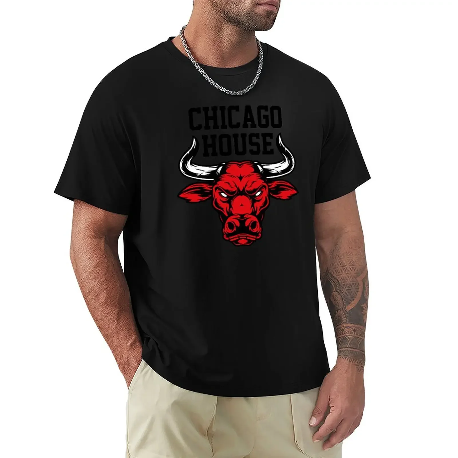 Ropa bonita de peso pesado para niño, sudadera de música de Chicago House para hombre, ropa de calle de anime, camiseta de Bulls de diseño de moda