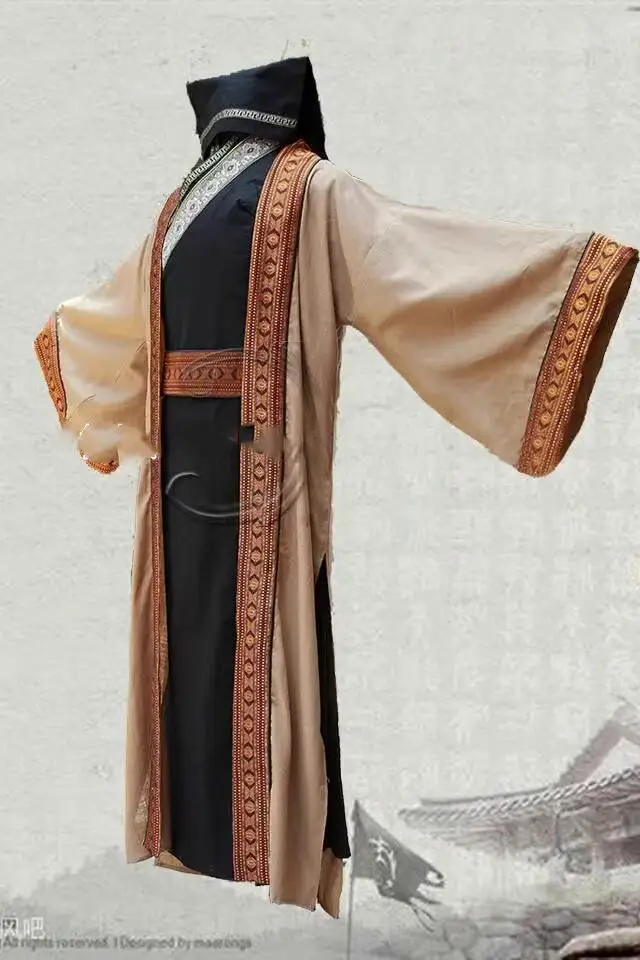 New Ancient Costume Male Ancient Staff and Shopkeeper Master Landlord Cotton and Linen Han Costume Performance Costumes