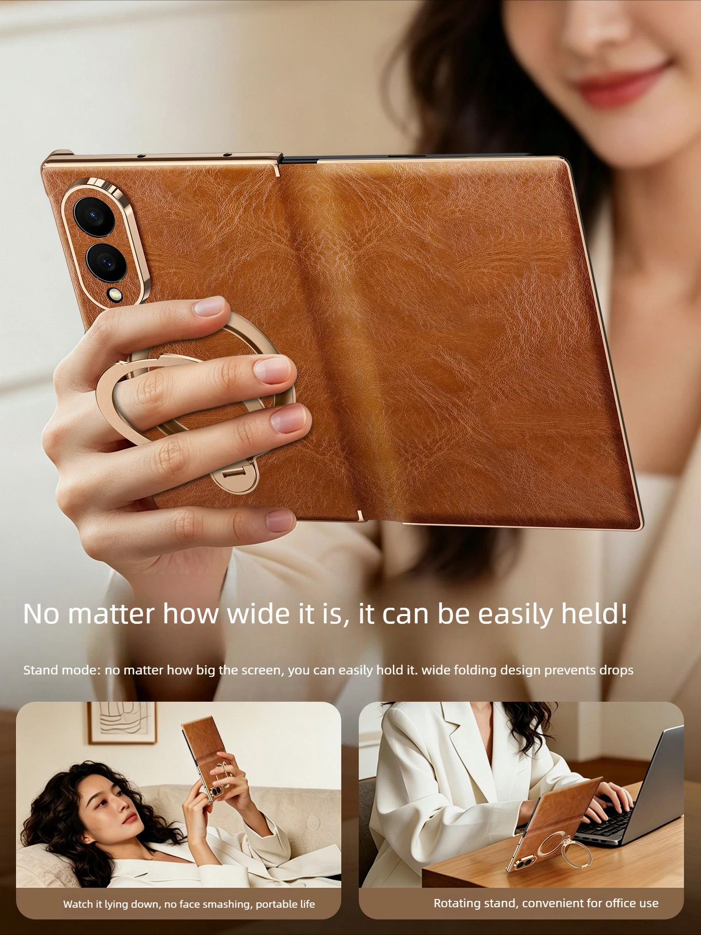 

Luxury Genuine Leather&Stand Case for Samsung Galaxy Z Fold 7 8 8Ultra Case Dual Central Axis Full Coverage Magnetic Phone Case