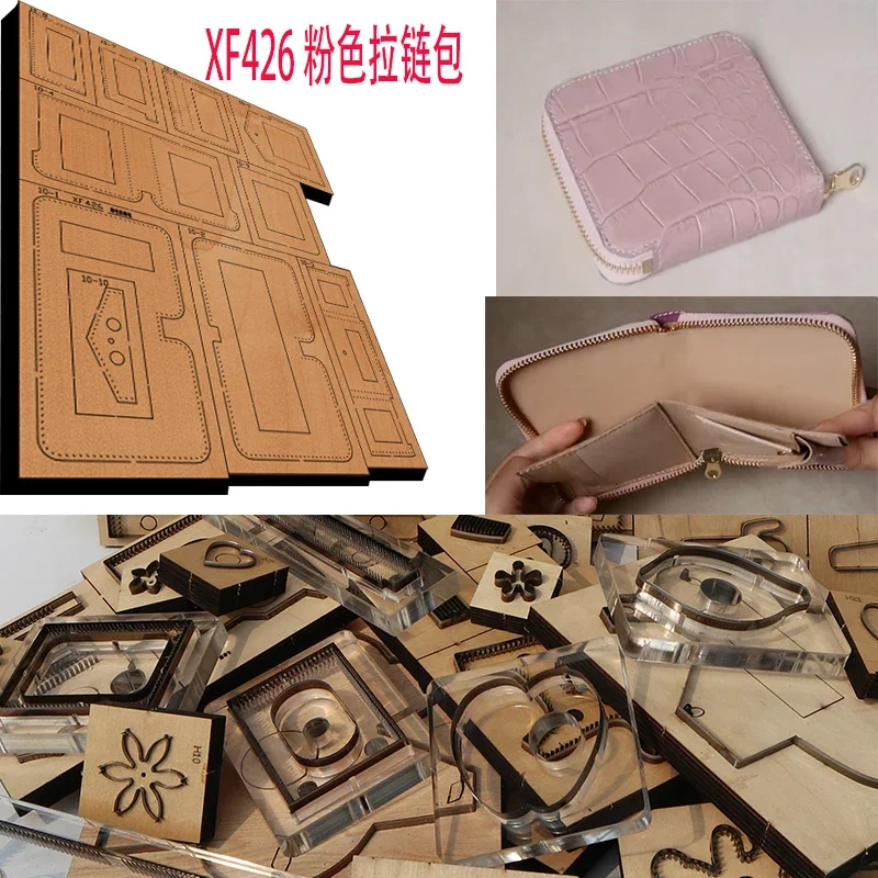 

Handmade Wooden Die Pink Zipper Bag Knife Die Leather Craft Punch Hand Tool Cut Knife Mould XF426 Leather Tools