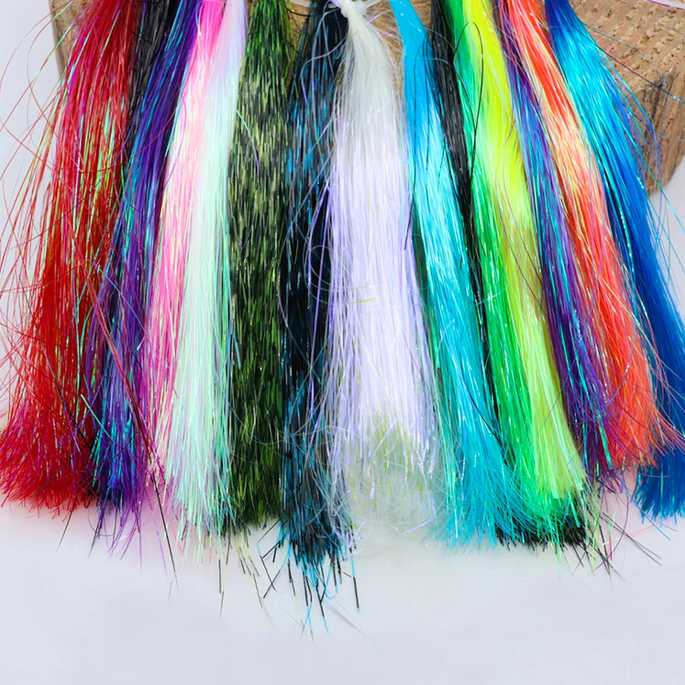 2 Packungen/14 Packungen 0,4mm Kristall-Flach-Tinsel Ice Wing Flashabou Tinsel Fliegenbindematerialien für Nymphen, Jigs, Köder, Minnows, Streamer-Fliegen – Detail 5