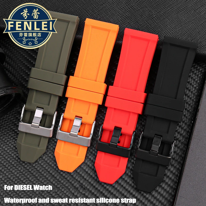 男性用シリコンウォッチバンド,ラバーストラップ,ベルト,防水,ディーゼル,dz4318,4323, 4476, 4496, 7348, 24, 26mm,アクセサリー