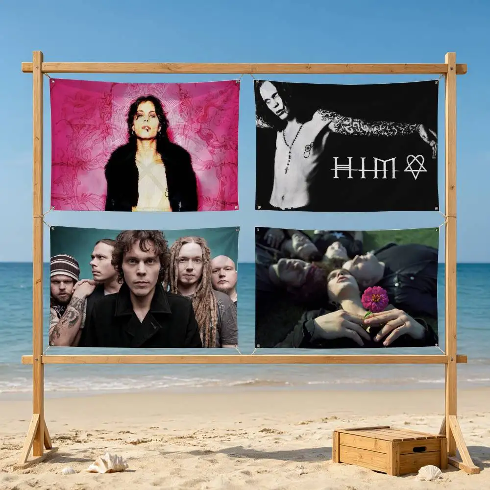 H-HIM Band V-Ville V-Valo  Flags Wall Hanging Tapestry Outdoor Garage Room Decorative flag Background Blanket