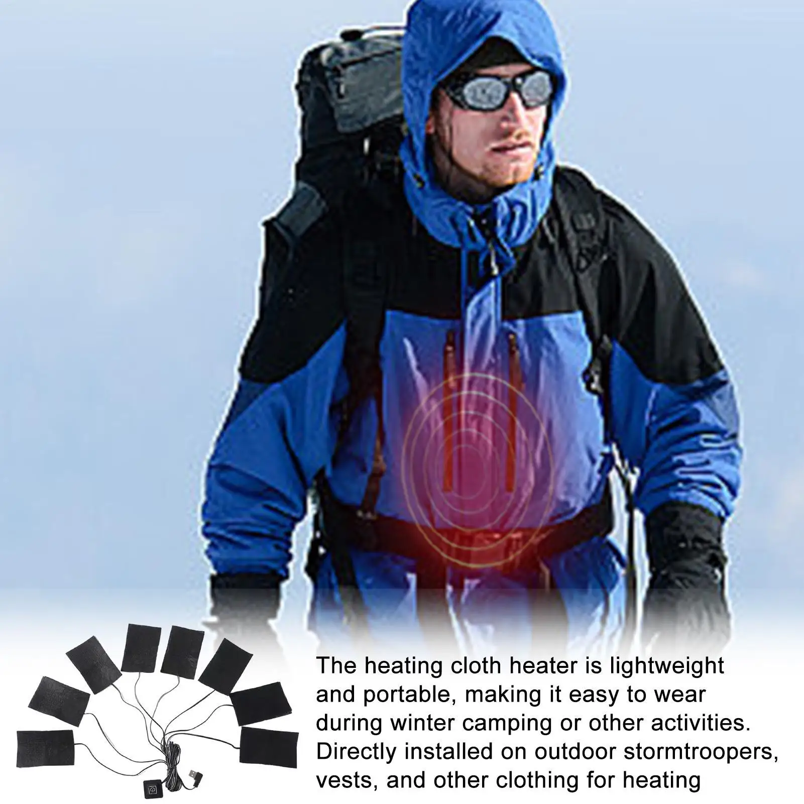 USB Clothes Heater Pad With 3 Gear Adjustable Temperature Electric Heating Sheet Heating Warmer Pad For Cold Winter