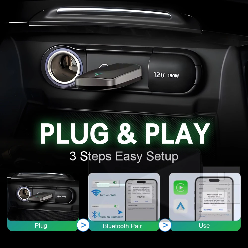 BYLITU Mini U2: محول CarPlay/Android التلقائي اللاسلكي العالمي المدمج والأنيق | التوصيل والتشغيل، متوافق مع أنظمة OEM بنسبة 98% #4