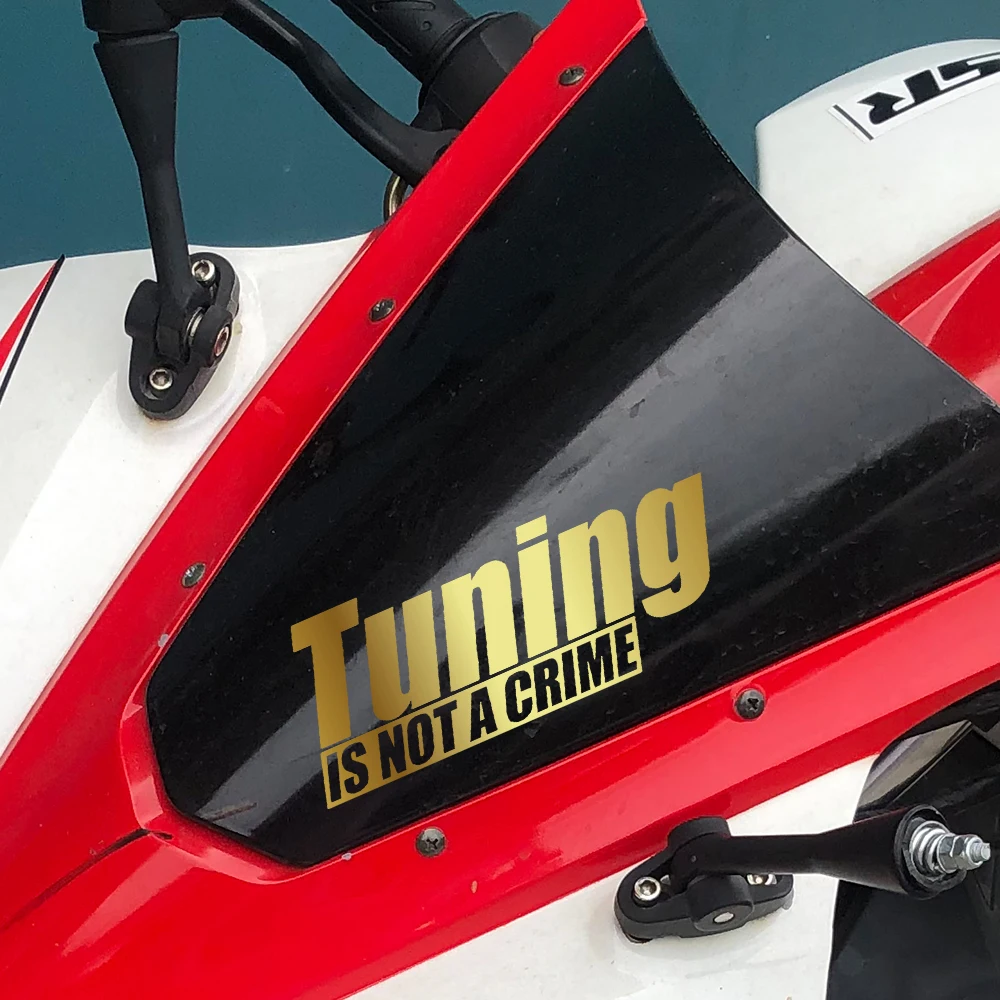 오토바이 스티커 튜닝은 범죄가 아닙니다 비닐 데칼 자전거 헬멧 자동차 오토바이 장식 데칼 15.8CM*6CM 데칼 스티커